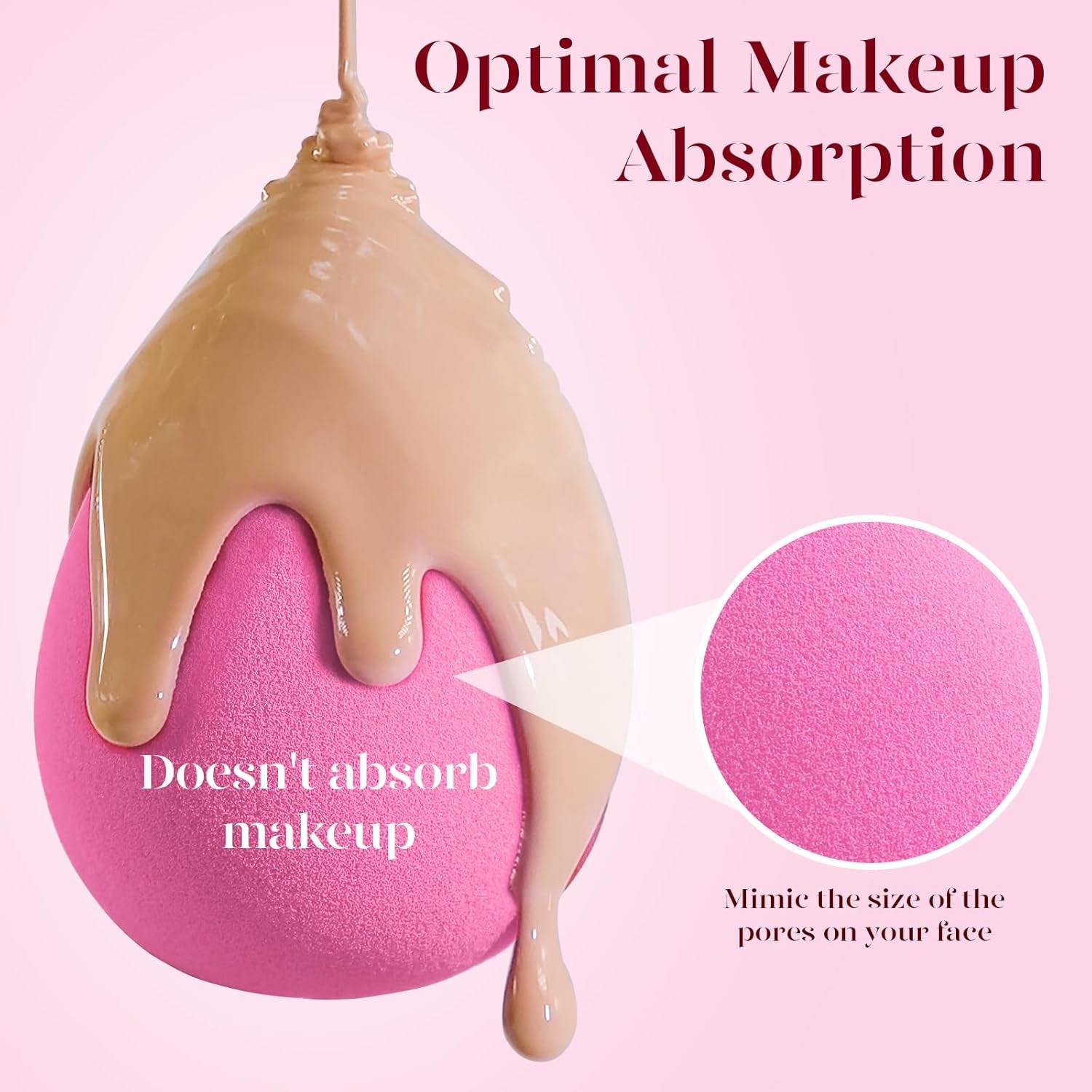 Super Soft Makeup Sponge Set of 6, Makeup Sponges for Foundation, Liquid, Cream and Powder, Pink Beauty Sponge for Blending, 0 Latex Blender